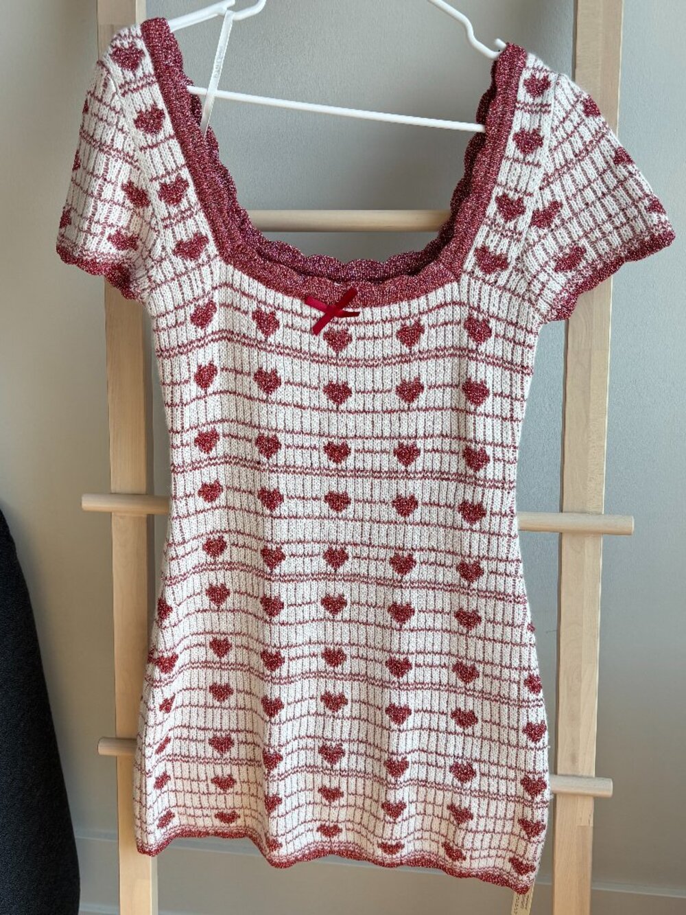 NWT For Love and Lemons Candy Heart Knit Mini Dress